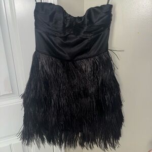 Vintage Express Black Strapless Ostrich Feathered Dress
